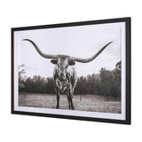 Longhorn Last Call BW by Nathan Larson Hand Embelished Textured Framed Photo Art Print Matted under from Mercana - Luna Furniture