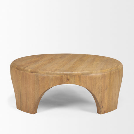 Shima Round Light Brown Wood W/Arched Legs Coffee Table from Mercana - Luna Furniture