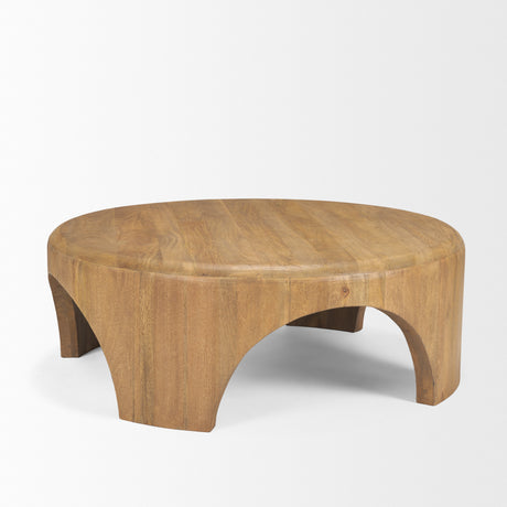 Shima Round Light Brown Wood W/Arched Legs Coffee Table from Mercana - Luna Furniture