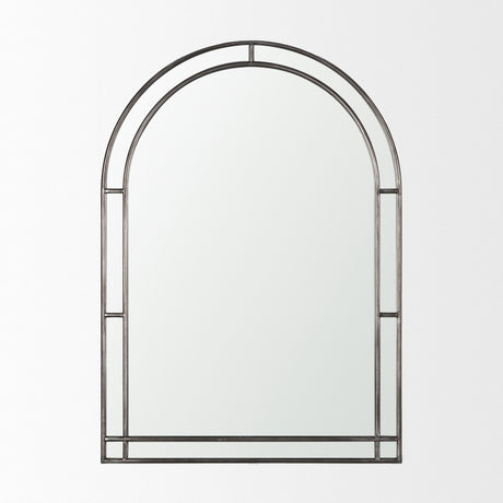 Tiffany Brushed Black Metal Double Frame Arched Mirror from Mercana - Luna Furniture