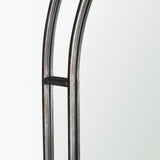 Tiffany Brushed Black Metal Double Frame Arched Mirror from Mercana - Luna Furniture