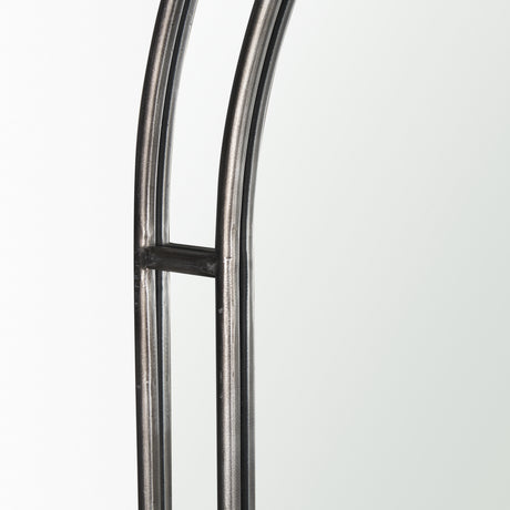 Tiffany Brushed Black Metal Double Frame Arched Mirror from Mercana - Luna Furniture