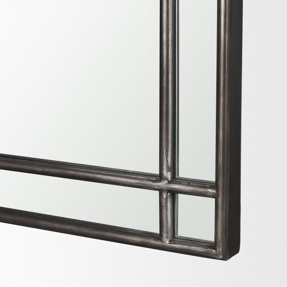 Tiffany Brushed Black Metal Double Frame Arched Mirror from Mercana - Luna Furniture