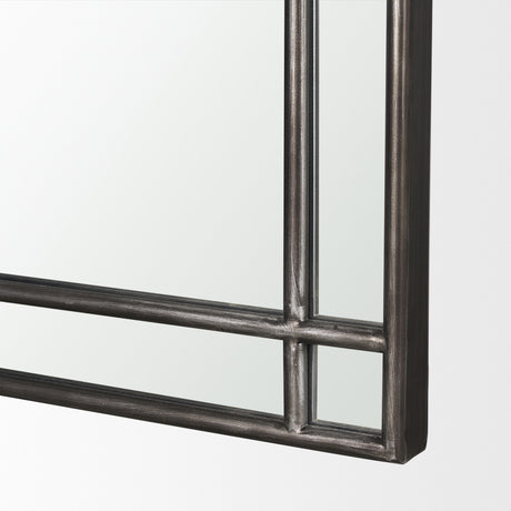 Tiffany Brushed Black Metal Double Frame Arched Mirror from Mercana - Luna Furniture