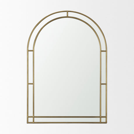 Tiffany Brushed Gold Double Frame Metal Arched Mirror from Mercana - Luna Furniture
