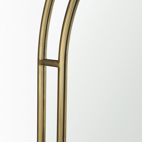 Tiffany Brushed Gold Double Frame Metal Arched Mirror from Mercana - Luna Furniture