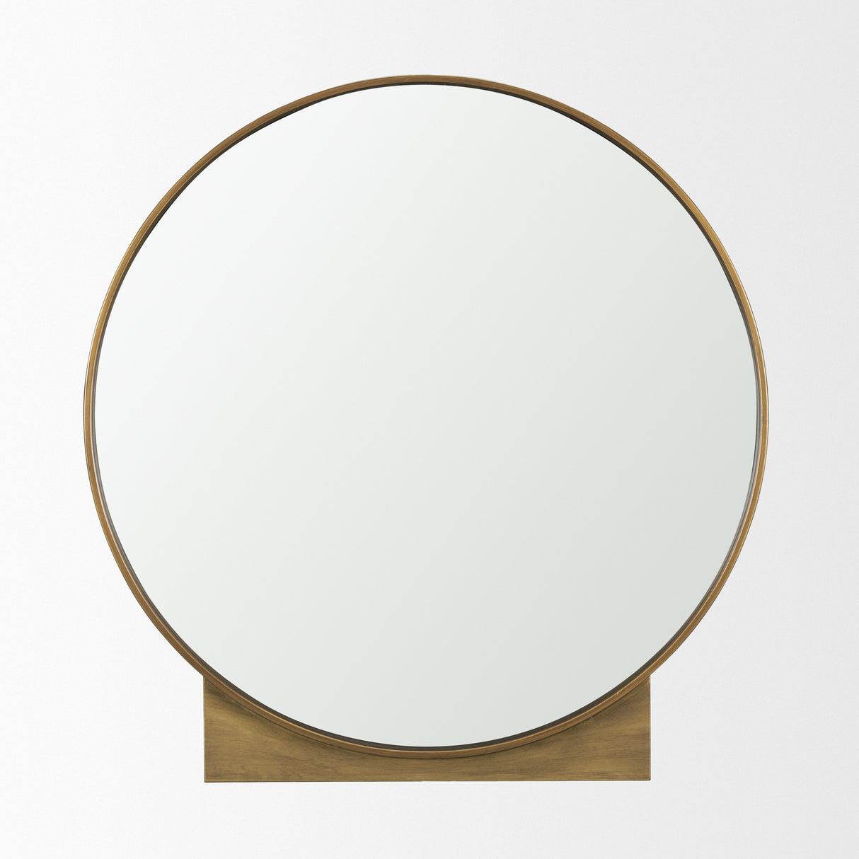 Tillie Round Brushed Gold Metal Frame Wall Mirror from Mercana - Luna Furniture
