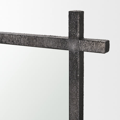 Tori Gunmetal w/ Textured Metal Cross Frame Wall Mirror from Mercana - Luna Furniture