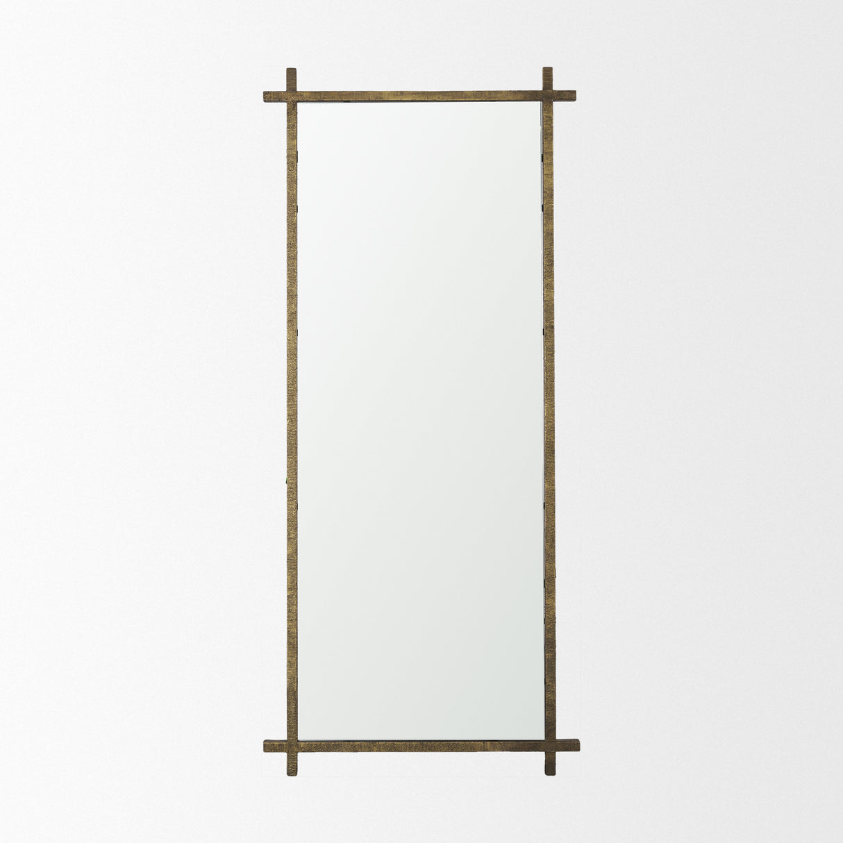Tori Textured Gold Metal Cross Frame Wall Mirror from Mercana - Luna Furniture