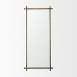 Tori Textured Gold Metal Cross Frame Wall Mirror from Mercana - Luna Furniture