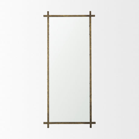 Tori Textured Gold Metal Cross Frame Wall Mirror from Mercana - Luna Furniture