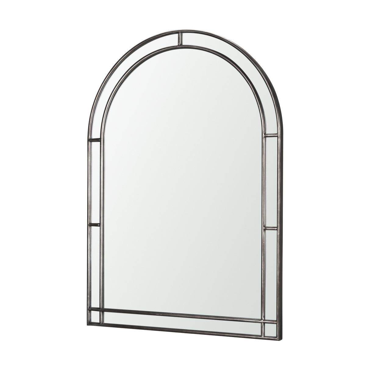 Tiffany Brushed Black Metal Double Frame Arched Mirror from Mercana - Luna Furniture