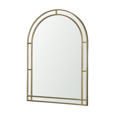 Tiffany Brushed Gold Double Frame Metal Arched Mirror from Mercana - Luna Furniture