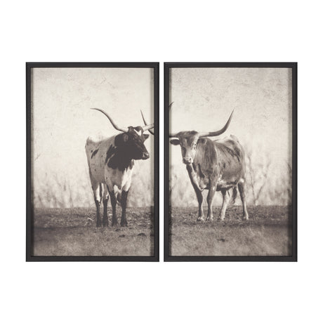 Texas Longhorns (Set of 2) by Debra Van Swearingen a Hand Embellished Framed Art Photograph Print from Mercana - Luna Furniture
