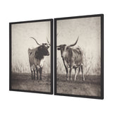 Texas Longhorns (Set of 2) by Debra Van Swearingen a Hand Embellished Framed Art Photograph Print from Mercana - Luna Furniture