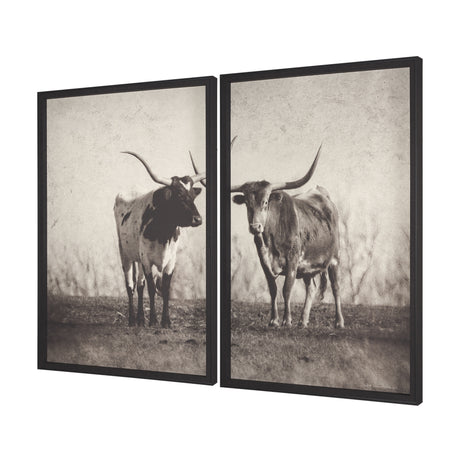 Texas Longhorns (Set of 2) by Debra Van Swearingen a Hand Embellished Framed Art Photograph Print from Mercana - Luna Furniture