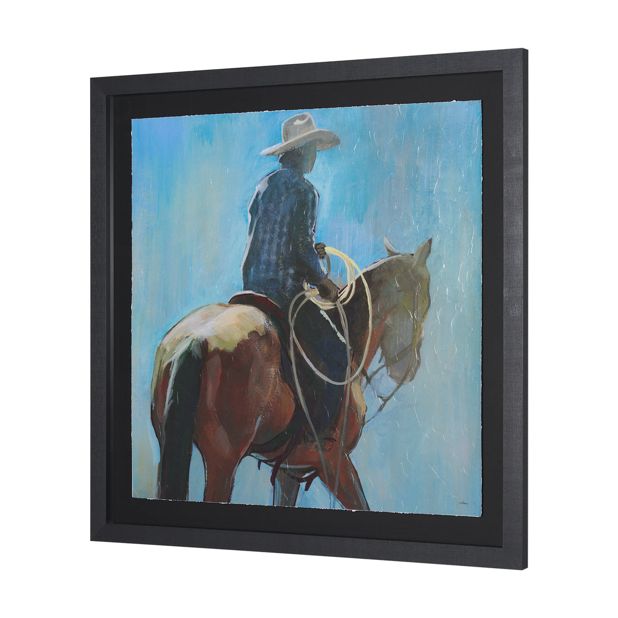 Round Up I Cowboy and Horse by Mercana Studio a Hand Embellished Framed Art Print Matted under Glass from Mercana - Luna Furniture