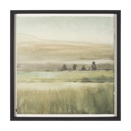 Rolling Fields I Hand Embellished Black Framed Watercolor Art Print on Paper Mounted with Backing from Mercana - Luna Furniture