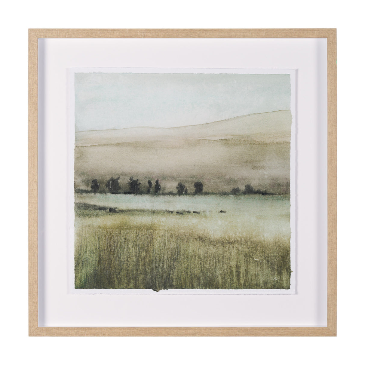 Rolling Fields I Hand Embellished Brown Framed Watercolor Art Print on Paper Mounted with Backing from Mercana - Luna Furniture