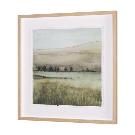 Rolling Fields I Hand Embellished Brown Framed Watercolor Art Print on Paper Mounted with Backing from Mercana - Luna Furniture