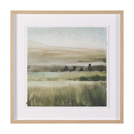 Rolling Fields II Hand Embellished Brown Framed Watercolor Art Print on Paper Mounted with Backing from Mercana - Luna Furniture