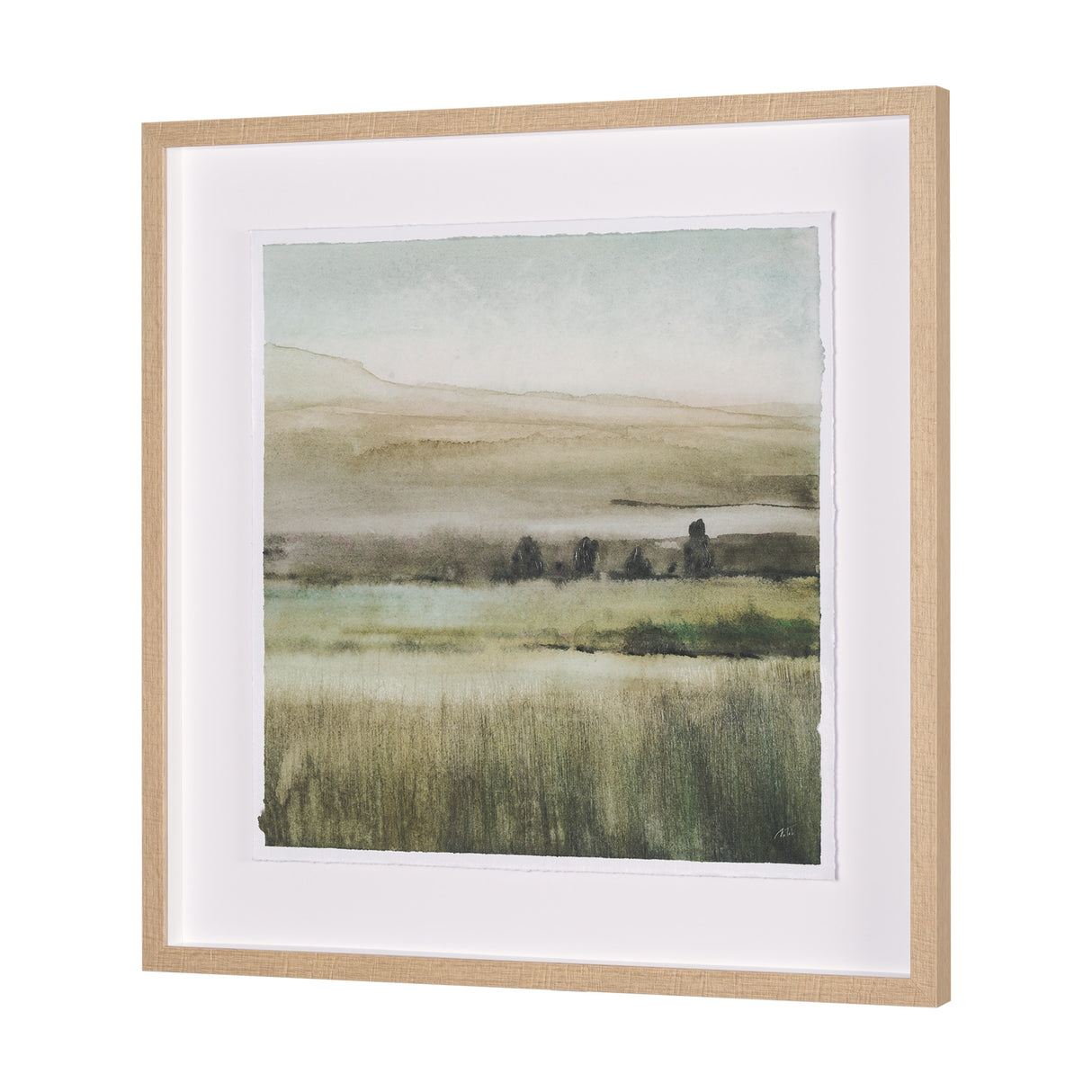 Rolling Fields II Hand Embellished Brown Framed Watercolor Art Print on Paper Mounted with Backing from Mercana - Luna Furniture
