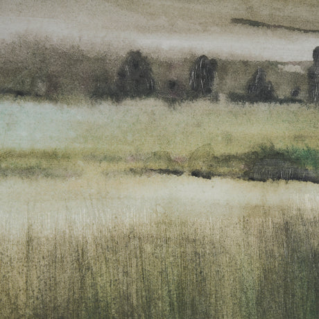 Rolling Fields II Hand Embellished Brown Framed Watercolor Art Print on Paper Mounted with Backing from Mercana - Luna Furniture
