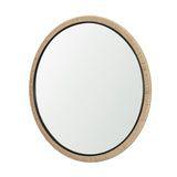 Vasie Black Wood w/ Jute Round Mirror from Mercana - Luna Furniture