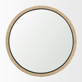 Vasie Black Wood w/ Jute Round Mirror from Mercana - Luna Furniture