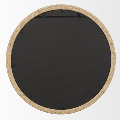 Vasie Black Wood w/ Jute Round Mirror from Mercana - Luna Furniture