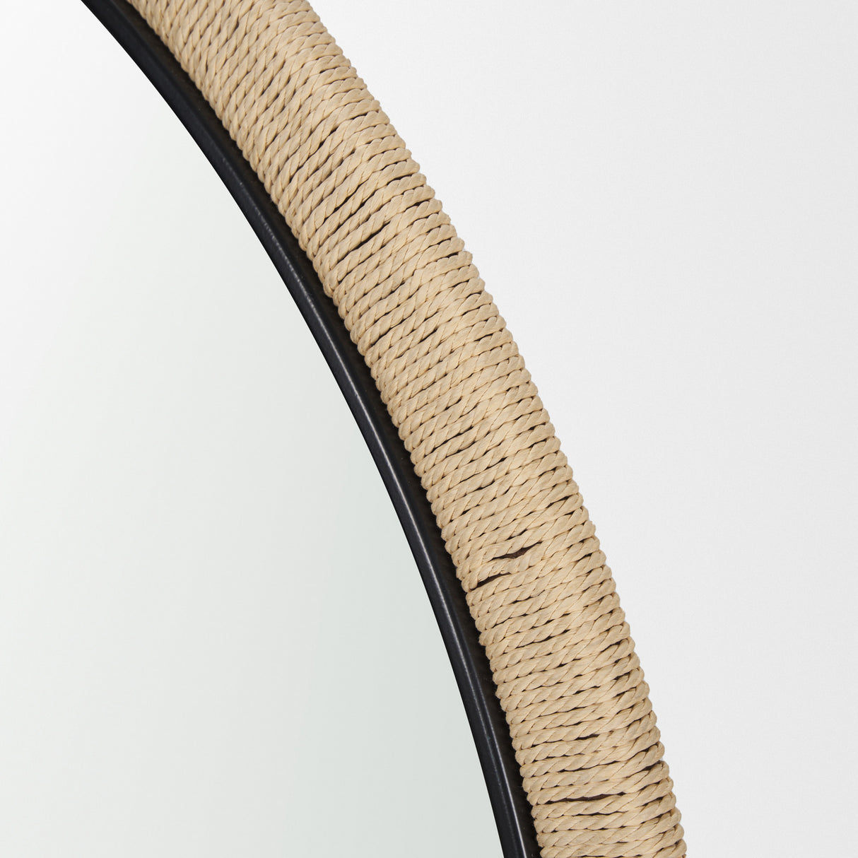 Vasie Black Wood w/ Jute Round Mirror from Mercana - Luna Furniture