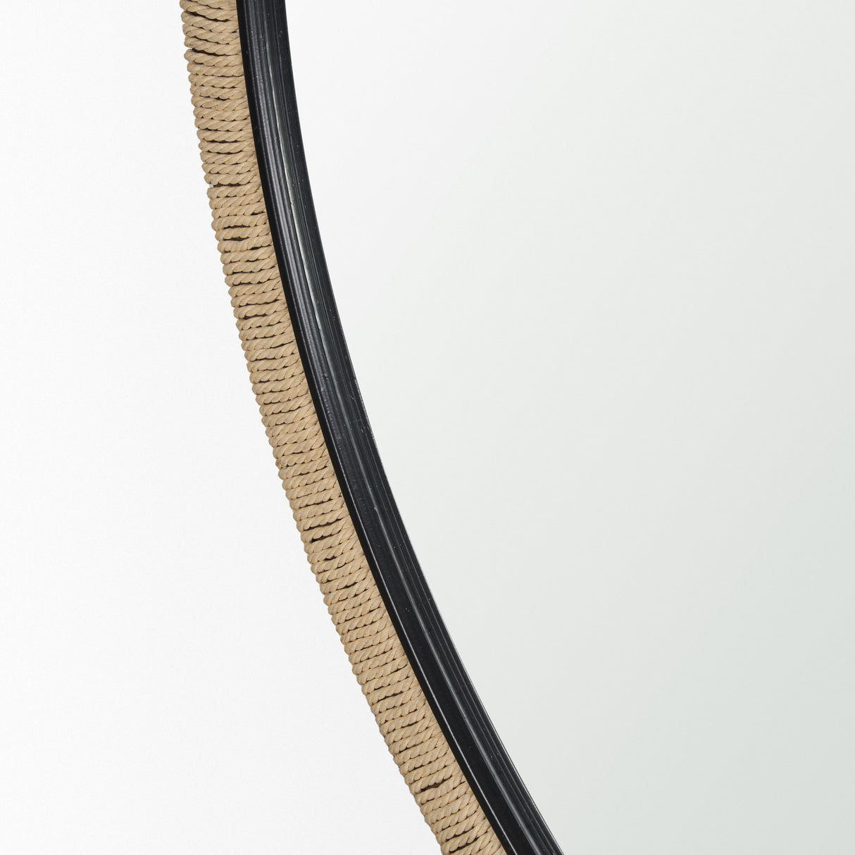 Vasie Black Wood w/ Jute Round Mirror from Mercana - Luna Furniture