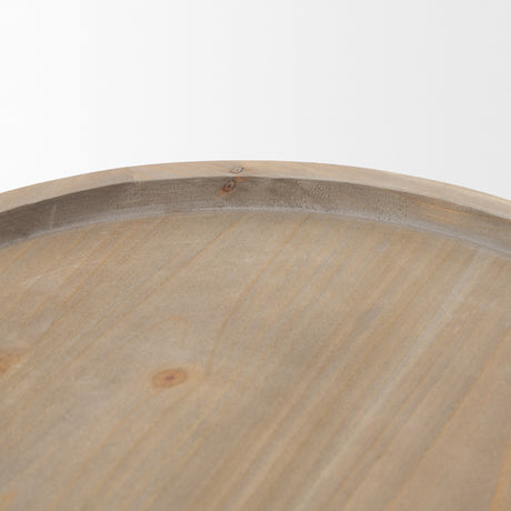 Virve Round Light Brown Wood w/ Gray Wash Wooden Trays from Mercana - Luna Furniture