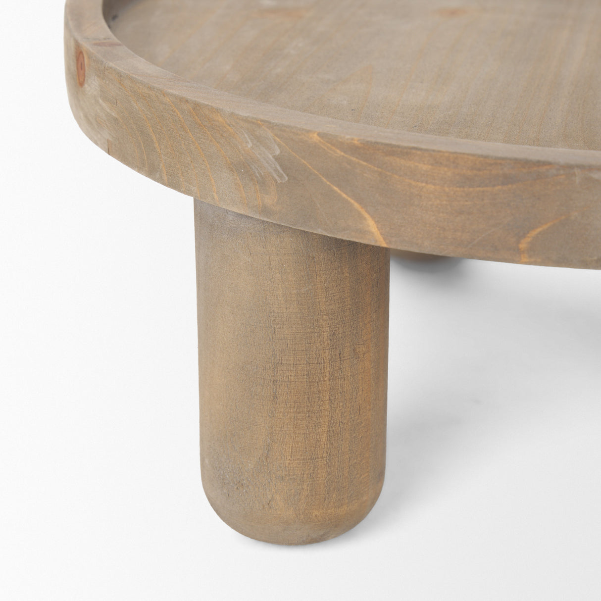 Virve Round Light Brown Wood w/ Gray Wash Wooden Trays from Mercana - Luna Furniture
