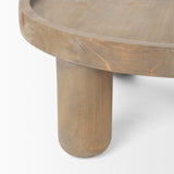 Virve Round Light Brown Wood w/ Gray Wash Wooden Trays from Mercana - Luna Furniture