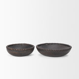 Wendell Dark Brown Wood w/ Wood Beads Round Bowls from Mercana - Luna Furniture