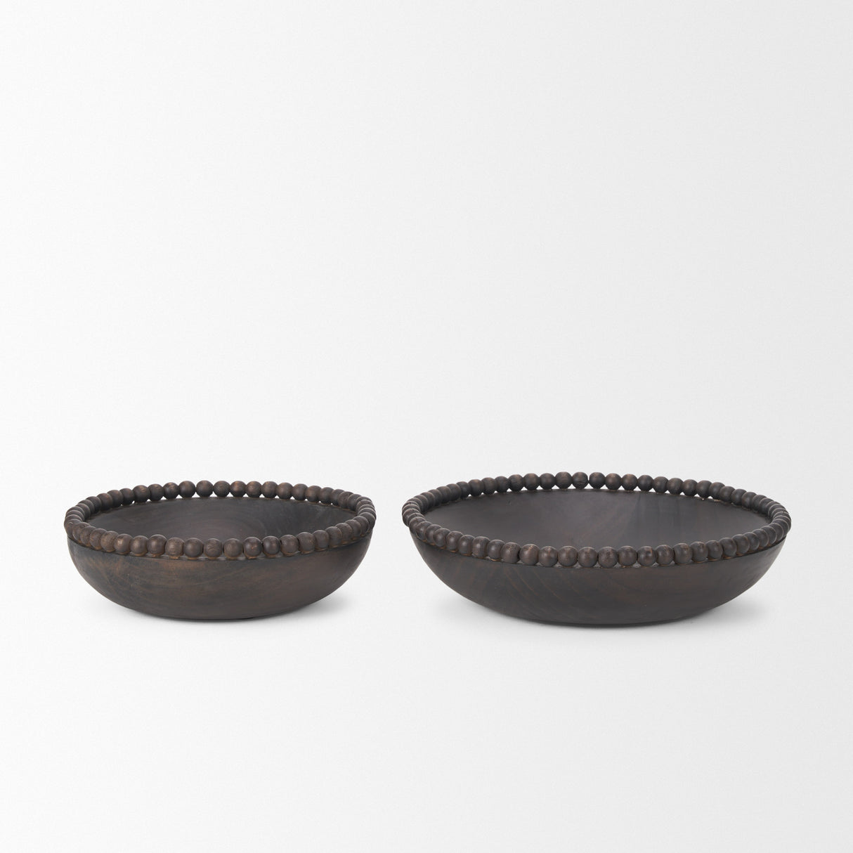 Wendell Dark Brown Wood w/ Wood Beads Round Bowls from Mercana - Luna Furniture