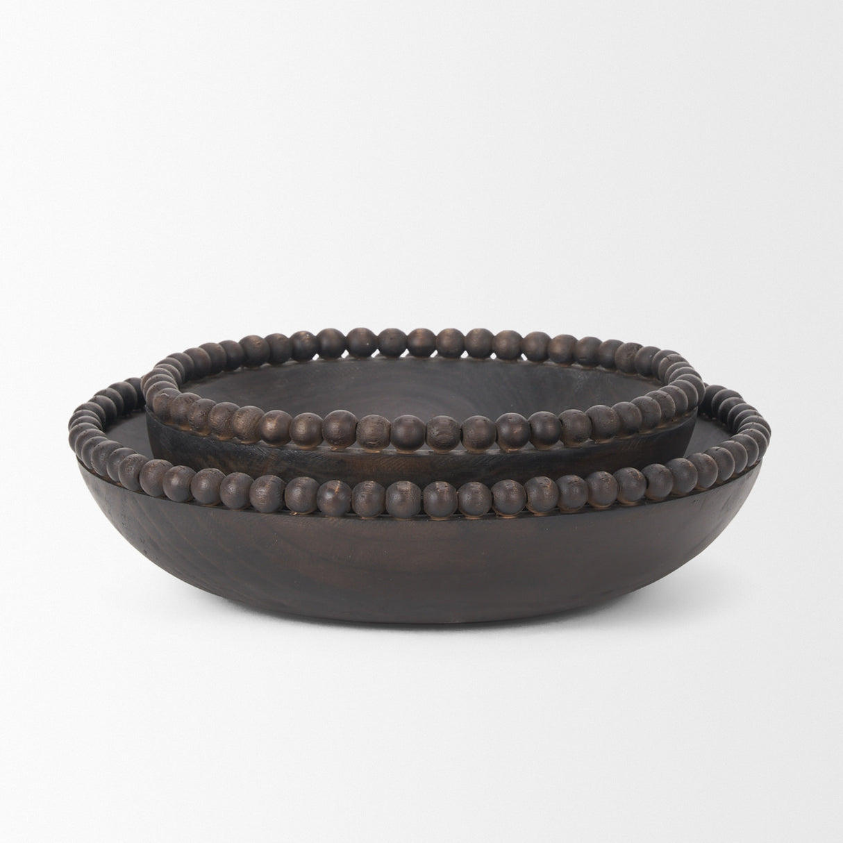 Wendell Dark Brown Wood w/ Wood Beads Round Bowls from Mercana - Luna Furniture
