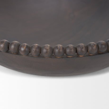 Wendell Dark Brown Wood w/ Wood Beads Round Bowls from Mercana - Luna Furniture