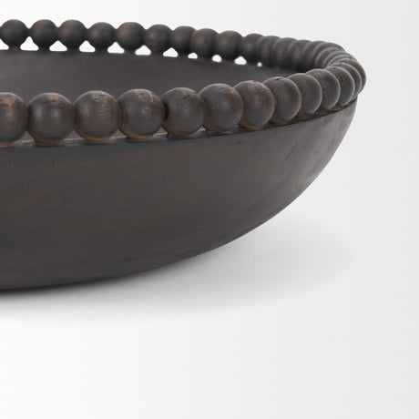 Wendell Dark Brown Wood w/ Wood Beads Round Bowls from Mercana - Luna Furniture