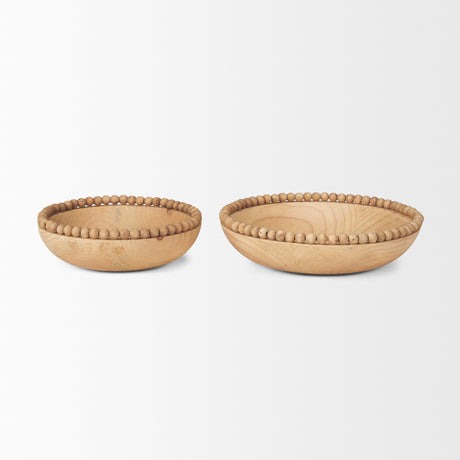 Wendell Light Brown Wood w/ Wood Bead Round Bowls from Mercana - Luna Furniture