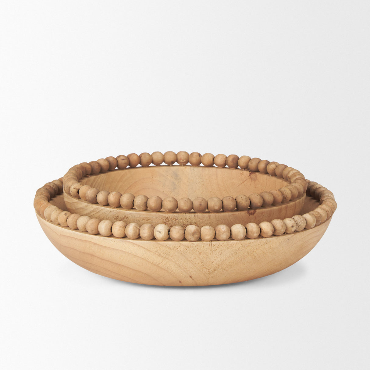 Wendell Light Brown Wood w/ Wood Bead Round Bowls from Mercana - Luna Furniture