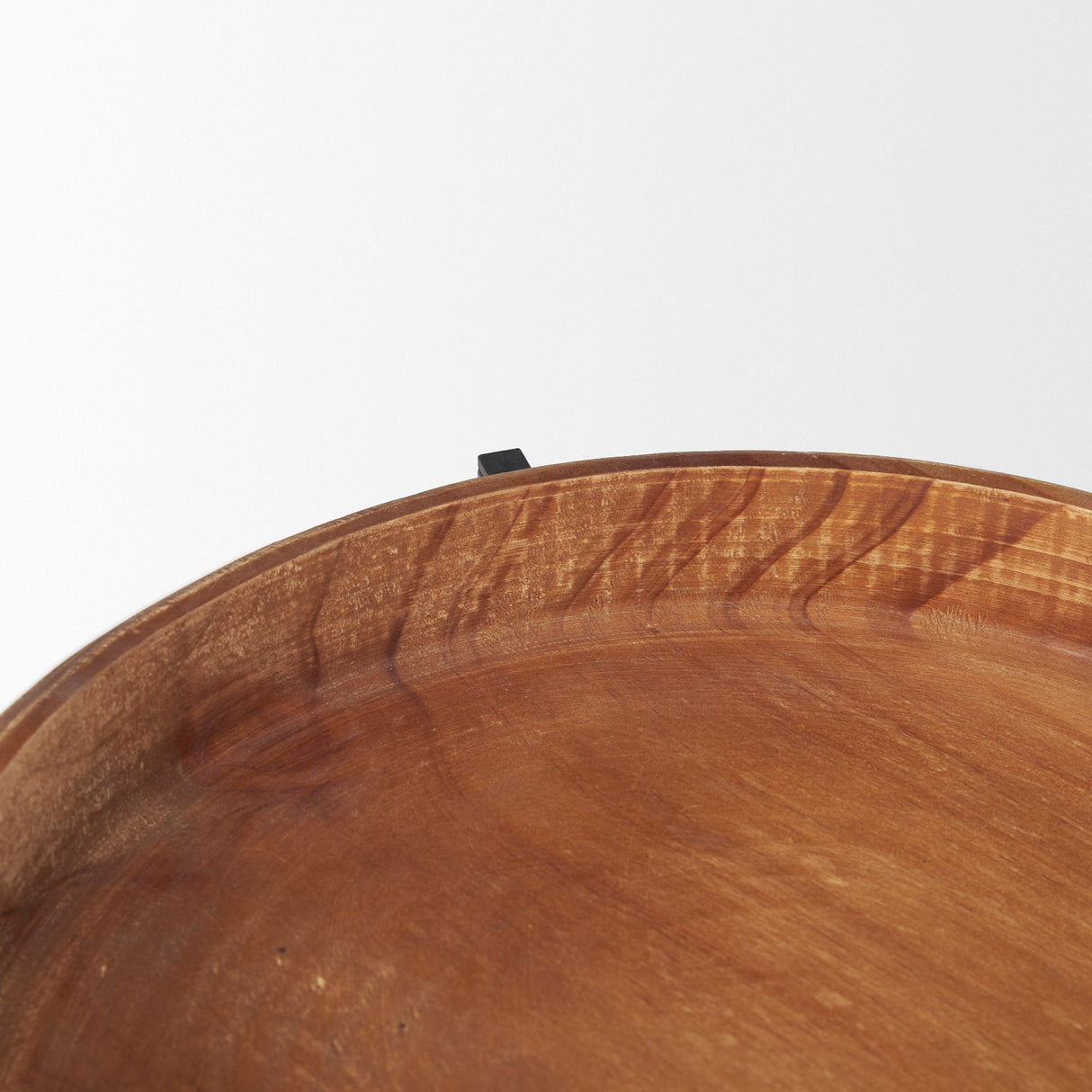 Wally Round Medium Brown Wood w/ Matte Black Metal Stand Trays from Mercana - Luna Furniture