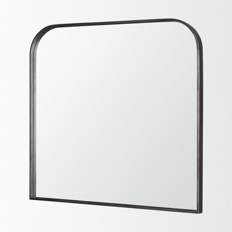 Timon Brushed Black Metal Frame Square Arched Mirror from Mercana - Luna Furniture