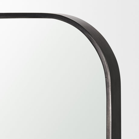 Timon Brushed Black Metal Frame Square Arched Mirror from Mercana - Luna Furniture