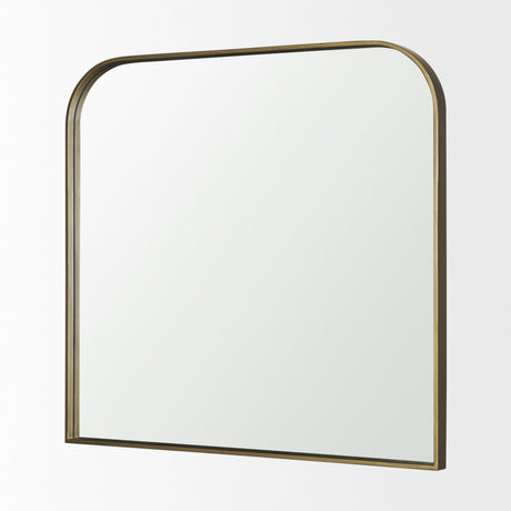 Timon Brushed Gold Square Arched Mirror from Mercana - Luna Furniture
