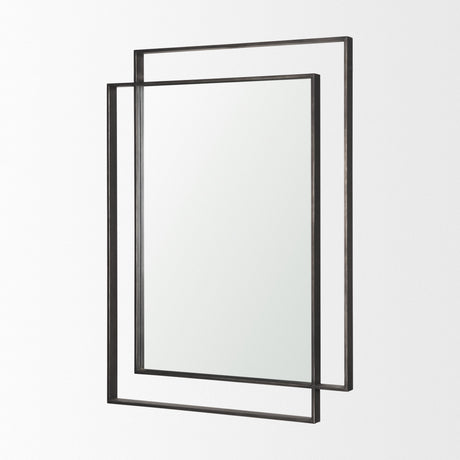 Tiva Rectangular Dual Metal Frame Gunmetal Mirror from Mercana - Luna Furniture
