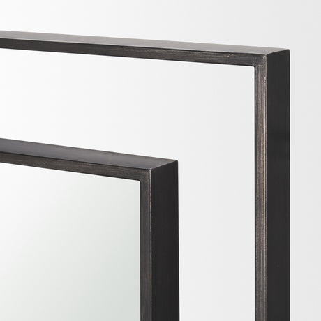 Tiva Rectangular Dual Metal Frame Gunmetal Mirror from Mercana - Luna Furniture