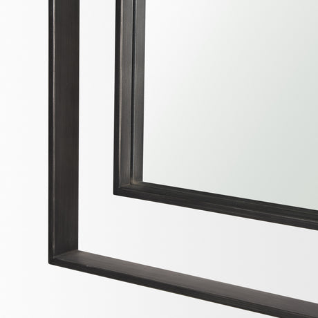 Tiva Rectangular Dual Metal Frame Gunmetal Mirror from Mercana - Luna Furniture