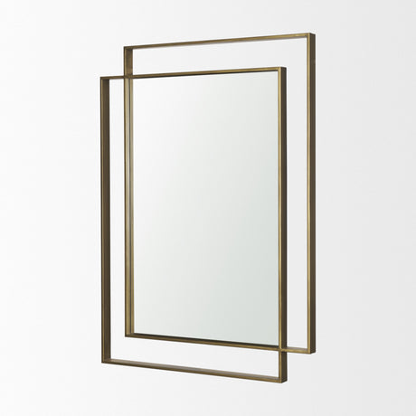 Tiva Rectangular Dual Brushed Gold Metal Framed Mirror from Mercana - Luna Furniture